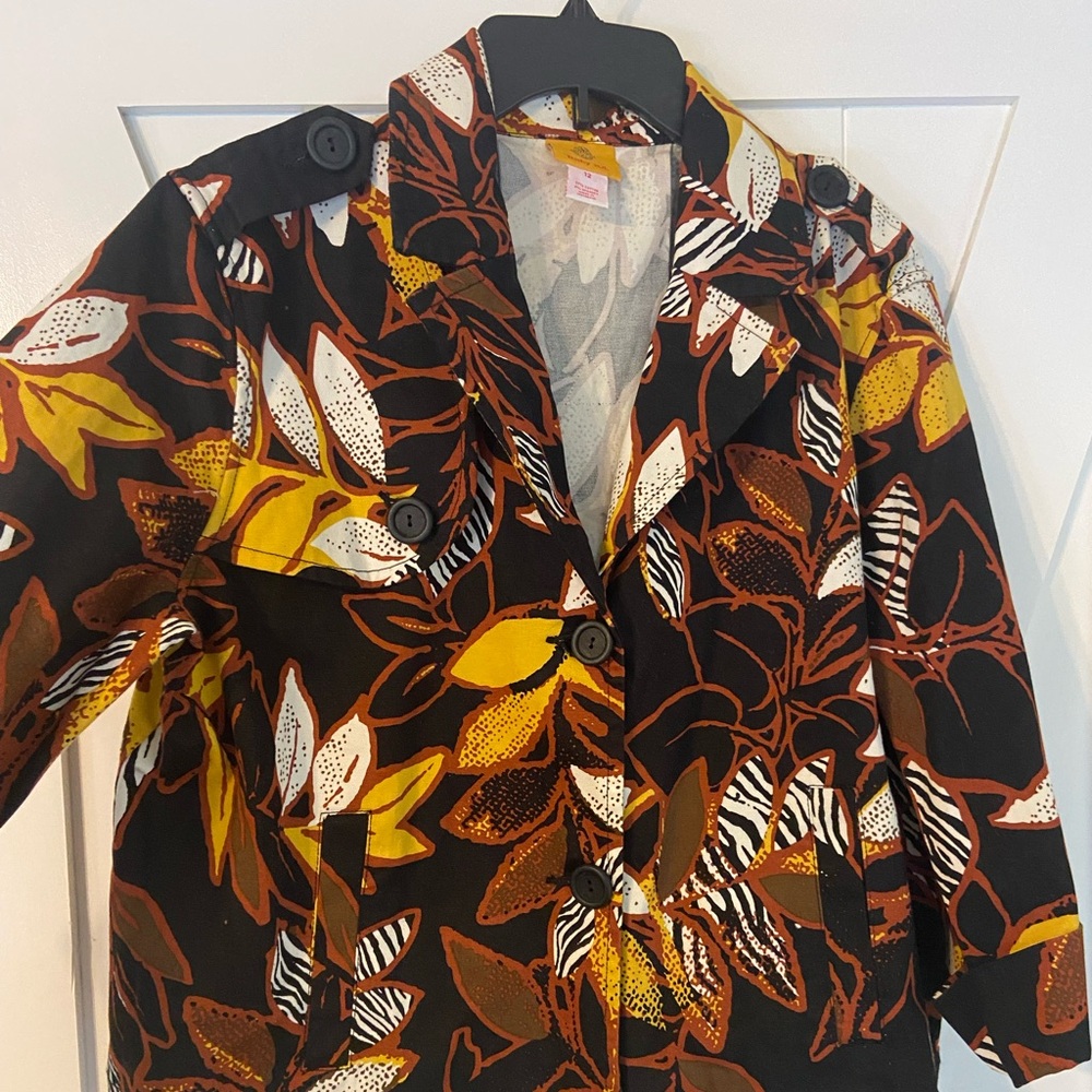 Ruby Rd Black and Yellow Blazer with Artistic Print Size 12